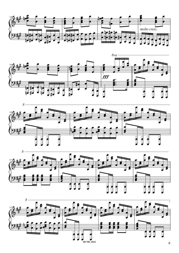 Page 9 of the piano sheet music PDF – Turkish March Sheet Piano by Ravllave