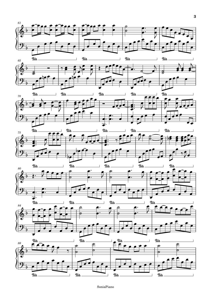 Page 3 of the piano sheet music PDF Piano – Thằng điên Sheet Piano by Piano arranged by Phương Thy