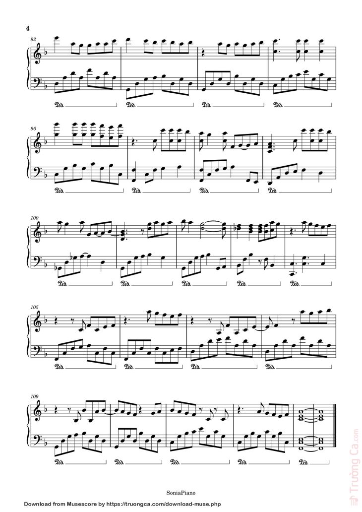 Page 4 of the piano sheet music PDF Piano – Thằng điên Sheet Piano by Piano arranged by Phương Thy