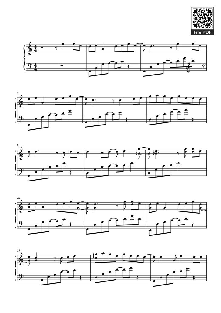 Page 1 of the piano sheet music PDF – Sứ Thanh Hoa Sheet Piano by Huydv2298
