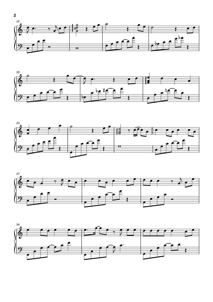 Page 2 of the piano sheet music PDF – Sứ Thanh Hoa Sheet Piano by Huydv2298