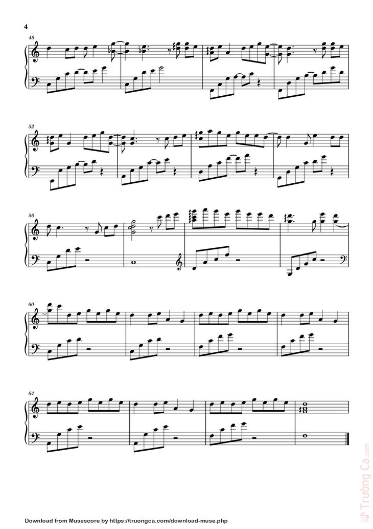 Page 4 of the piano sheet music PDF – Sứ Thanh Hoa Sheet Piano by Huydv2298