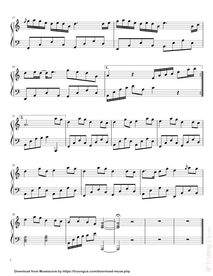 Page 2 of the piano sheet music PDF – Đáy Biển (海底) Sheet Piano by Arranged by ienne