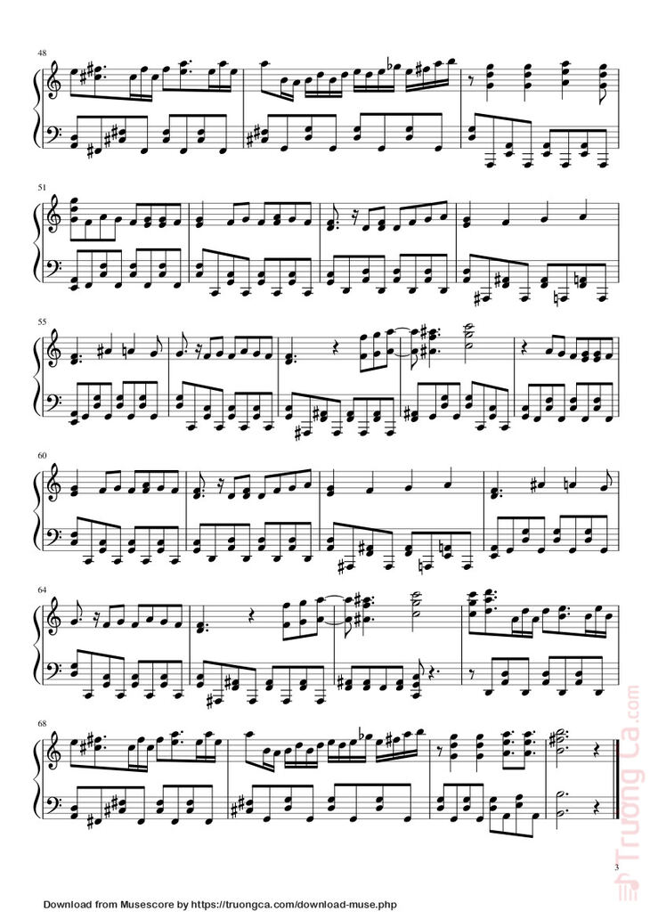 Page 3 of the piano sheet music PDF – One Piece - Opening 2 - Believe Sheet Piano by GuillermoVN3
