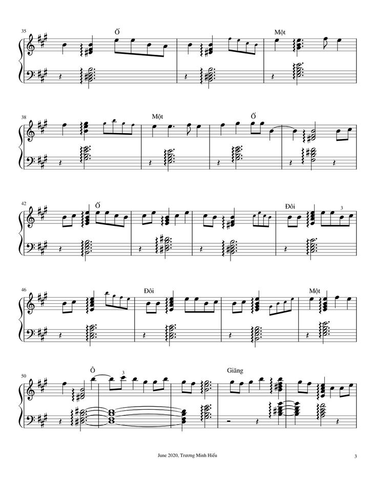 Page 3 of the piano sheet music PDF – Trống cơm (Rice drum) Sheet Piano by @hiumintones