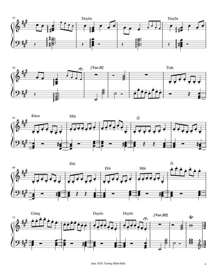 Page 4 of the piano sheet music PDF – Trống cơm (Rice drum) Sheet Piano by @hiumintones