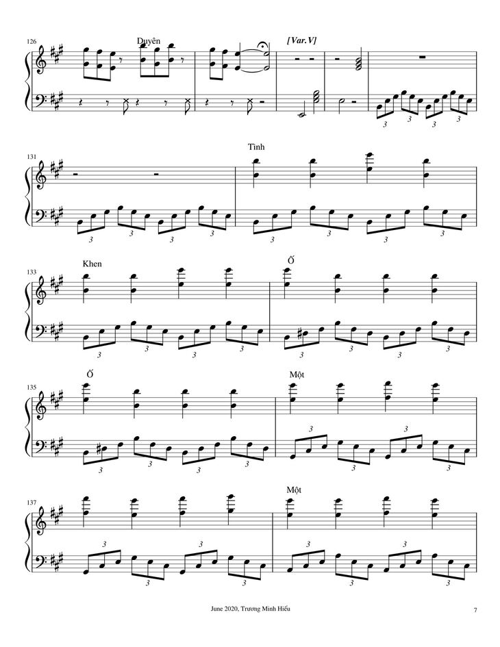 Page 7 of the piano sheet music PDF – Trống cơm (Rice drum) Sheet Piano by @hiumintones