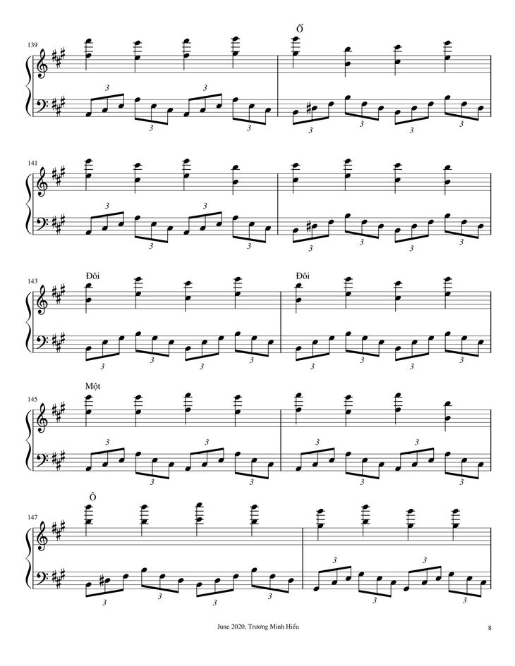 Page 8 of the piano sheet music PDF – Trống cơm (Rice drum) Sheet Piano by @hiumintones