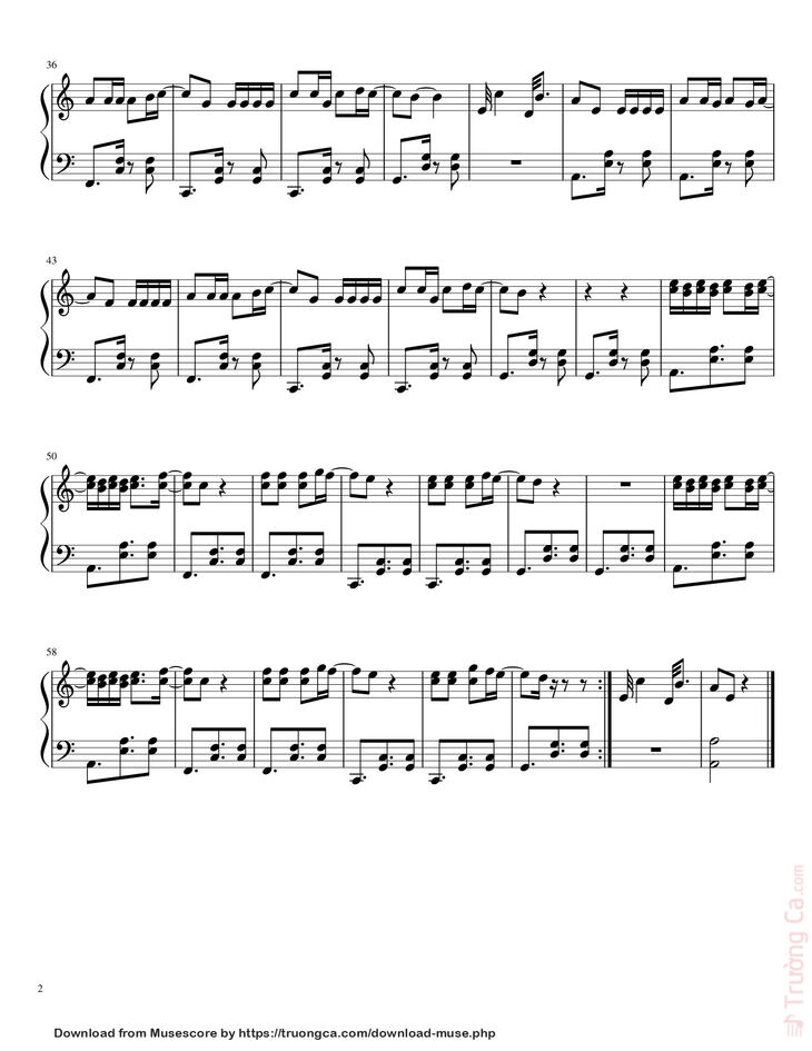 Page 2 of the piano sheet music PDF – Despasito Piano Klasik by Vicky himpong