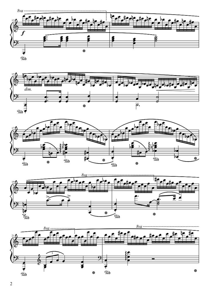 Page 2 of the piano sheet music PDF – Étude Opus 25 No. 11 in A Minor “Winter Wind” Sheet Piano by Frédéric François Chopin