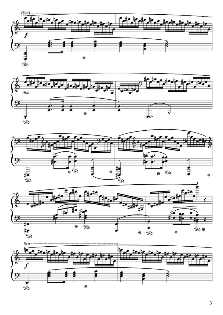 Page 3 of the piano sheet music PDF – Étude Opus 25 No. 11 in A Minor “Winter Wind” Sheet Piano by Frédéric François Chopin
