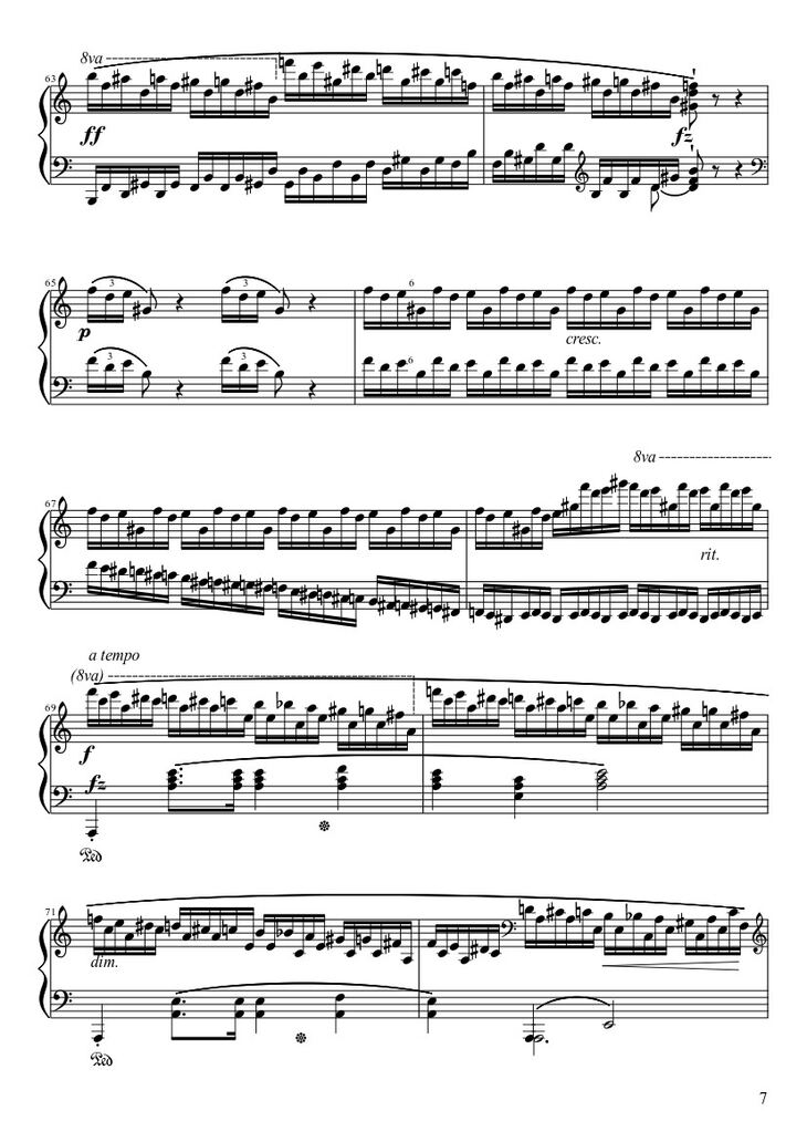 Page 7 of the piano sheet music PDF – Étude Opus 25 No. 11 in A Minor “Winter Wind” Sheet Piano by Frédéric François Chopin
