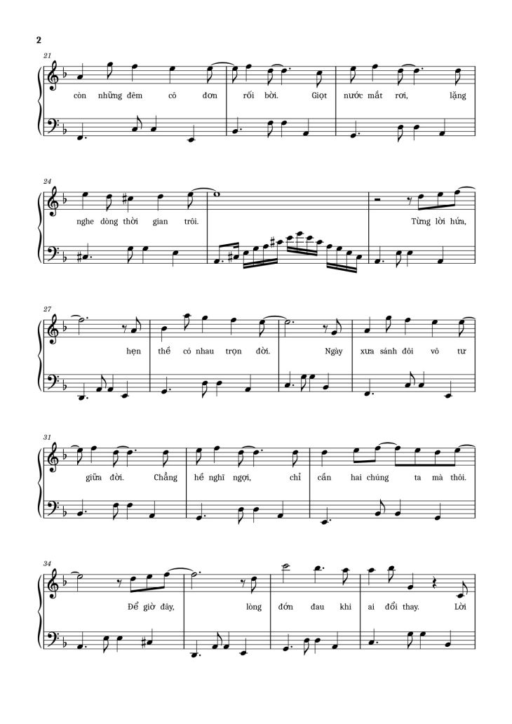 Page 2 of the piano sheet music PDF – Người hãy quên em đi Sheet Piano by Khắc Hưng