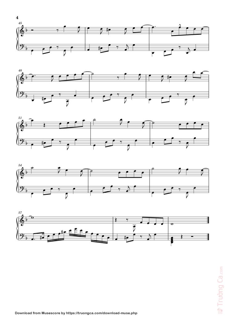 Page 4 of the piano sheet music PDF – NGƯỜI HÃY QUÊN EM ĐI Sheet Piano Easy by KHẮC HƯNG