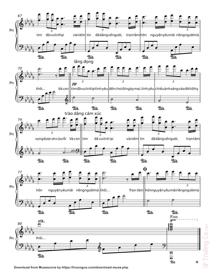 Page 5 of the piano sheet music PDF – VÀ CON TIM ĐÃ VUI TRỞ LẠI Sheet Piano by Đức Huy
