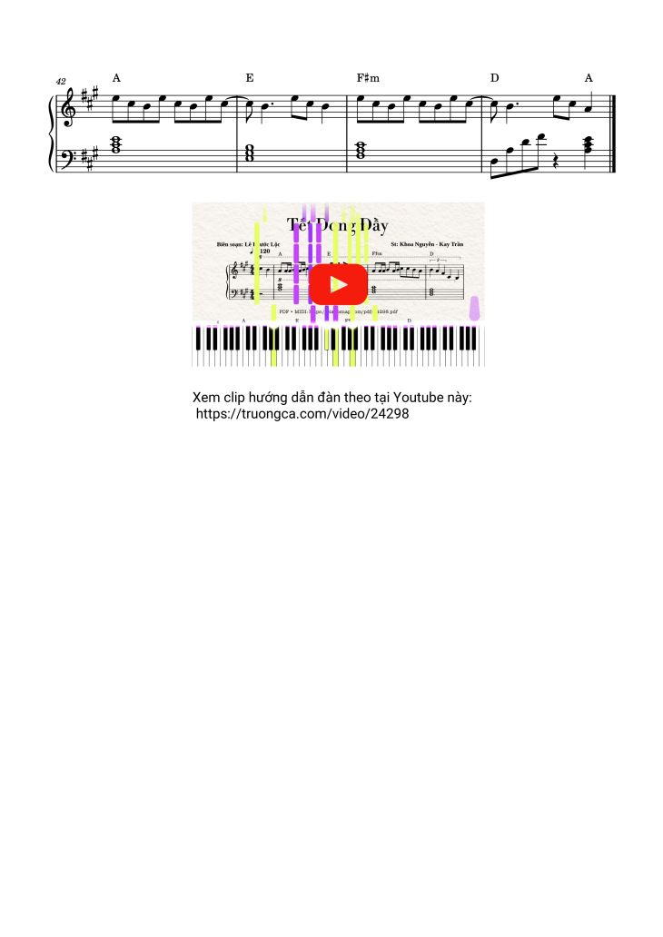 Page 4 of the piano sheet music PDF – Tết Đong Đầy Sheet Piano by Nguyễn Khoa