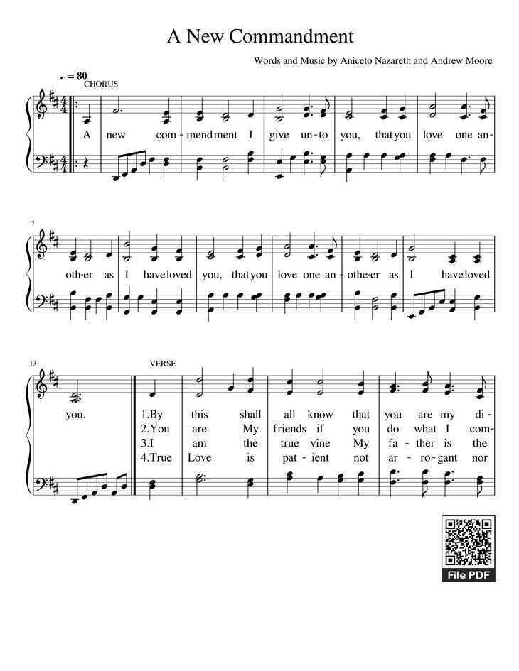 Page 1 of the piano sheet music PDF – A New Commandment Sheet Piano by Hymns