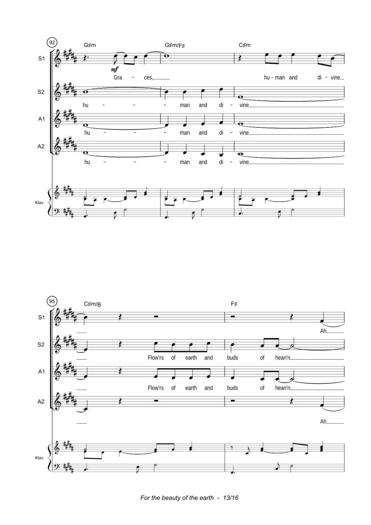 Page 13 of the piano sheet music PDF – For the beauty of the earth Sheet Piano by John Rutter