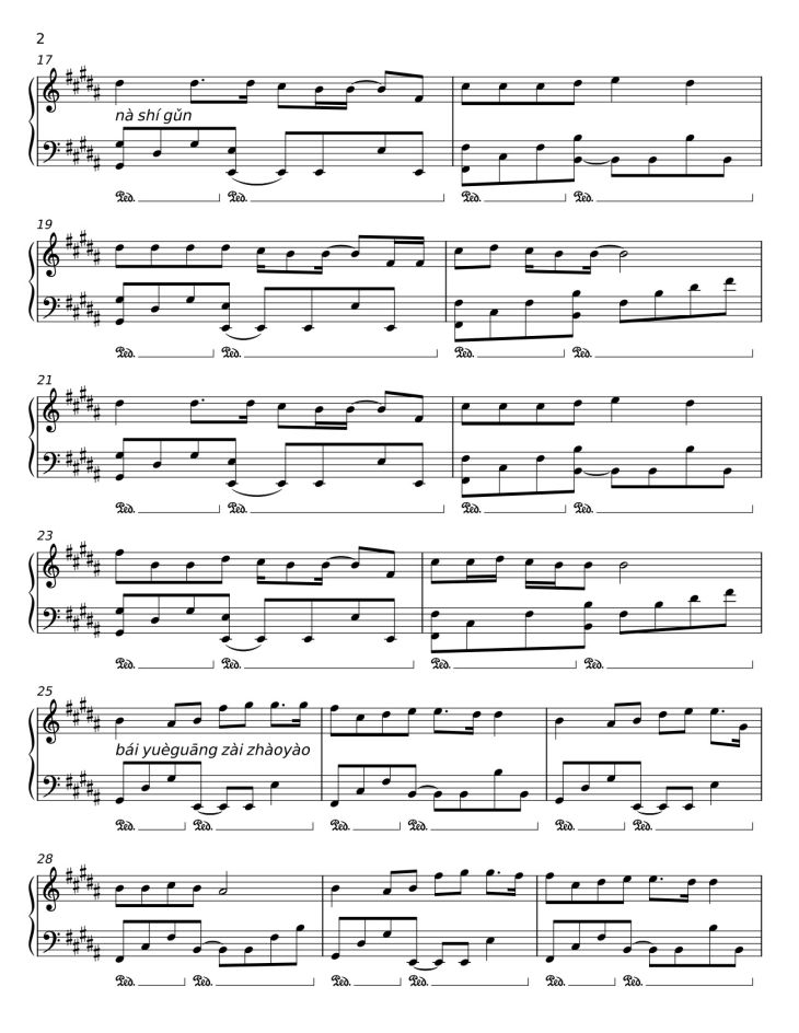 Page 2 of the piano sheet music PDF Piano – Bạch Nguyệt Quang Và No t Chu Sa Sheet Piano by  HOAI NAM