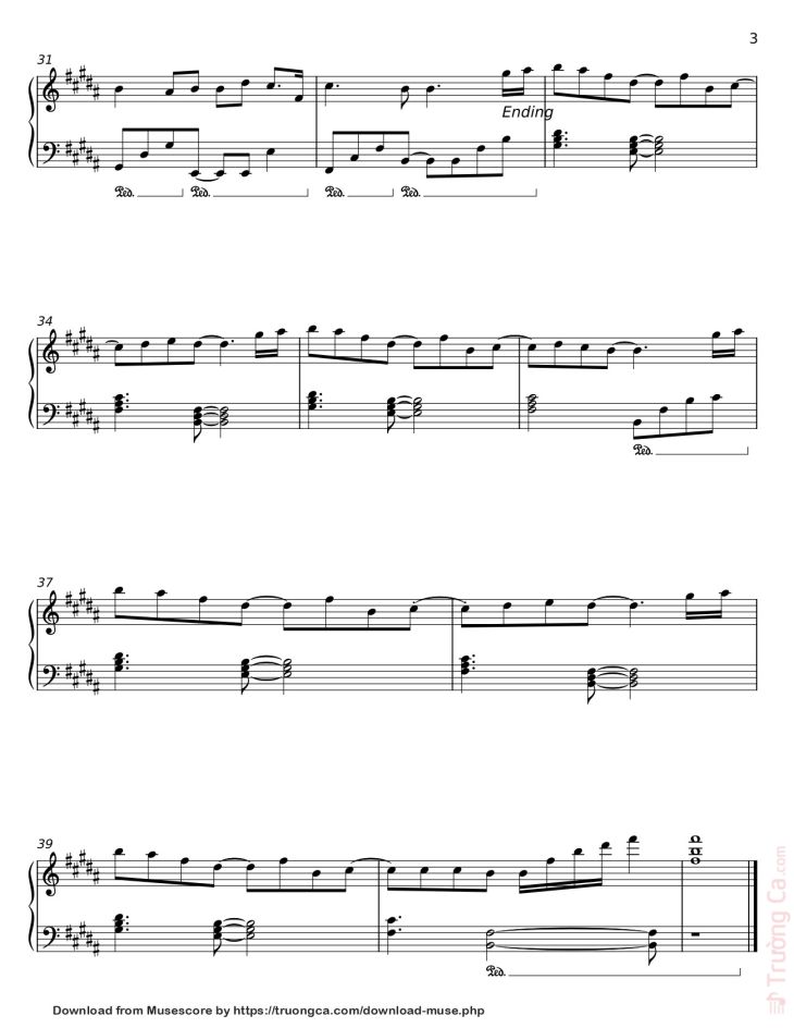 Page 3 of the piano sheet music PDF Piano – Bạch Nguyệt Quang Và No t Chu Sa Sheet Piano by  HOAI NAM