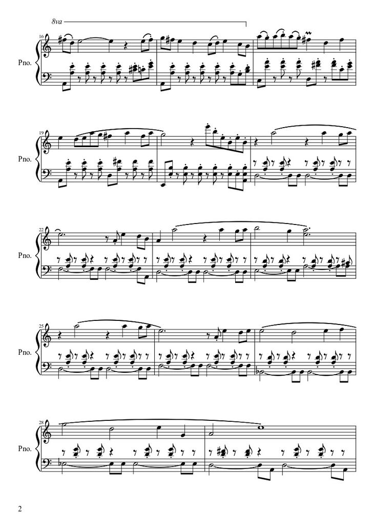 Page 2 of the piano sheet music PDF – Faron Woods Sheet Piano by EpicGamer02
