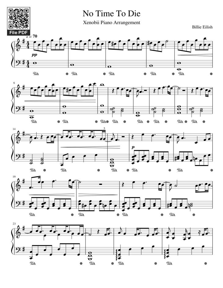 Page 1 of the piano sheet music PDF – No Time To Die Sheet Piano by Nobii_Piano