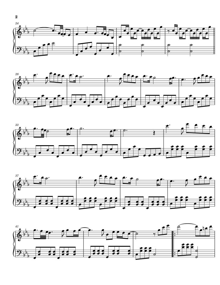 Page 2 of the piano sheet music PDF – Je Ne Pourrais Jamais T