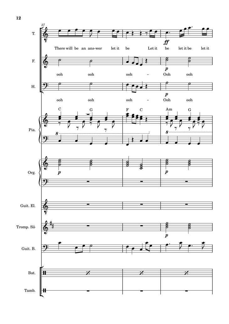 Page 12 of the piano sheet music PDF – Let it be (hợp xướng) by Albert Jean-Paul