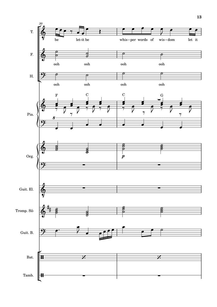 Page 13 of the piano sheet music PDF – Let it be (hợp xướng) by Albert Jean-Paul