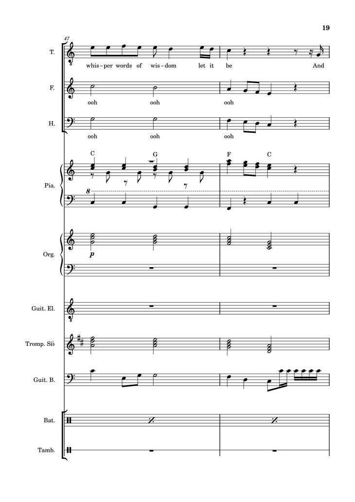 Page 19 of the piano sheet music PDF – Let it be (hợp xướng) by Albert Jean-Paul