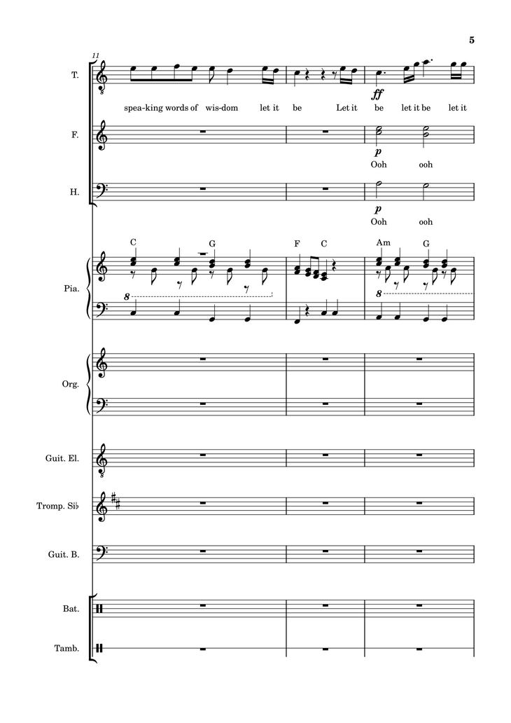 Page 5 of the piano sheet music PDF – Let it be (hợp xướng) by Albert Jean-Paul