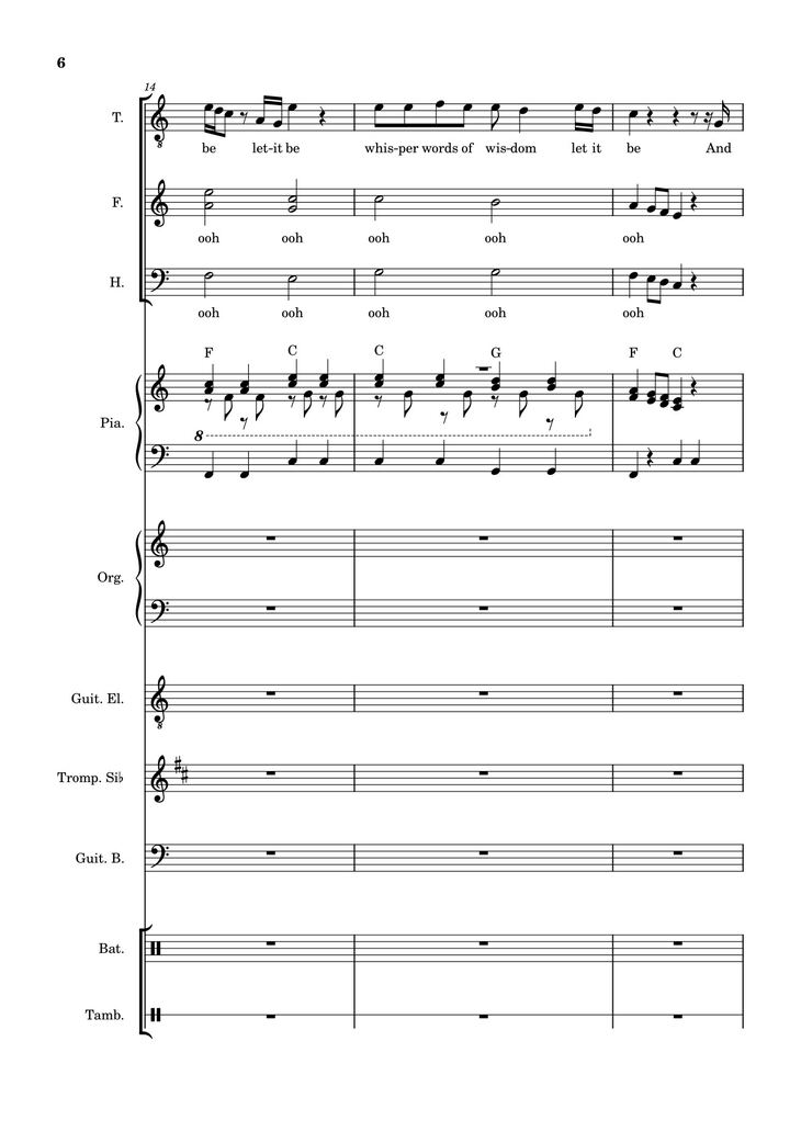 Page 6 of the piano sheet music PDF – Let it be (hợp xướng) by Albert Jean-Paul