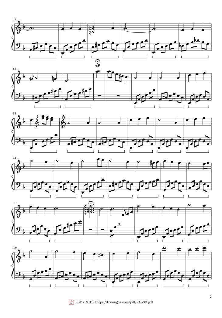 Page 3 of the piano sheet music PDF – Mùa Xuân Đầu Tiên Sheet Piano by Văn Cao