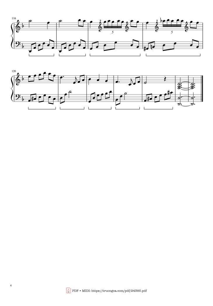 Page 4 of the piano sheet music PDF – Mùa Xuân Đầu Tiên Sheet Piano by Văn Cao