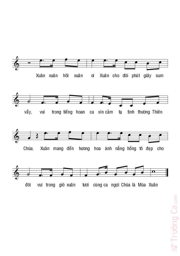 Page 2 of the piano sheet music PDF – Mùa xuân cao nguyên by Bạch VânMùa xuân chínNguyễn Duy