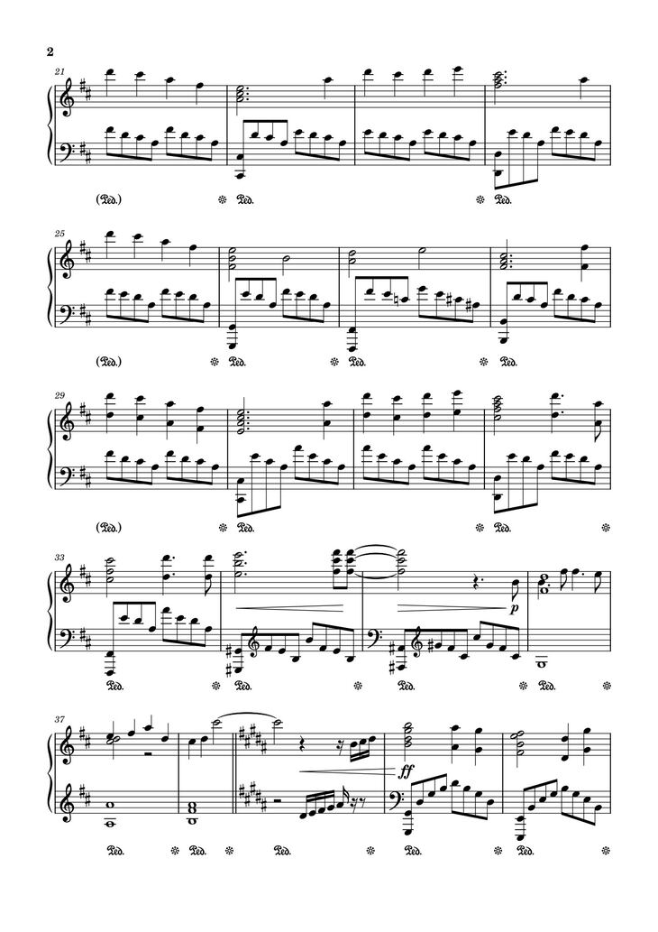 Page 2 of the piano sheet music PDF – Akuma no Ko Sheet Piano by Music by Ai Higuchi