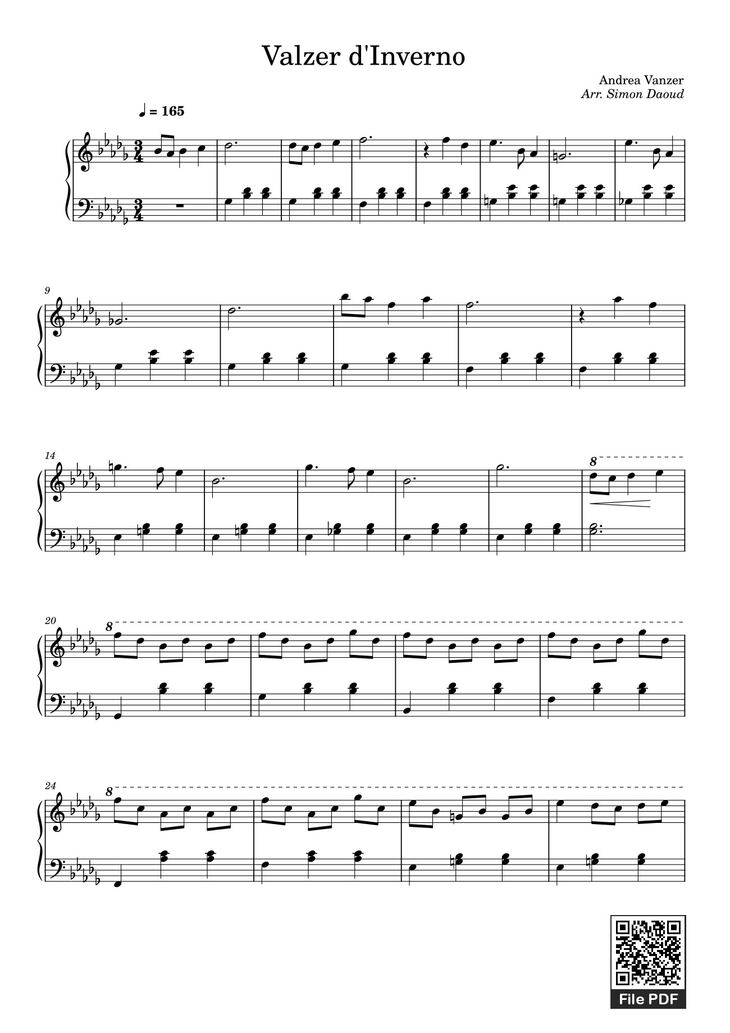 Page 1 of the piano sheet music PDF – Valzer d