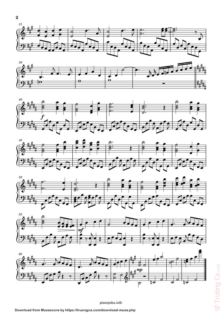 Page 2 of the piano sheet music PDF – Akuma No Ko Sheet Piano by Pianojuku.info
