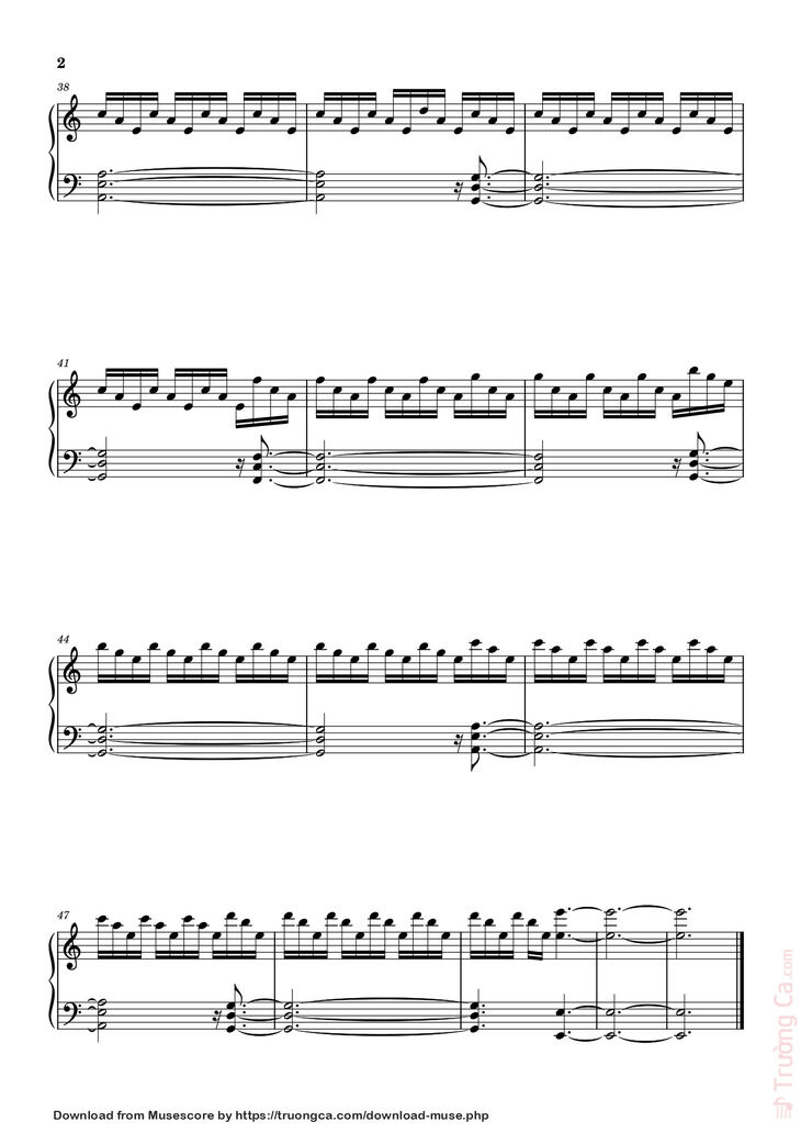 Page 2 of the piano sheet music PDF – Interstellar Theme Sheet Piano by Matteo248