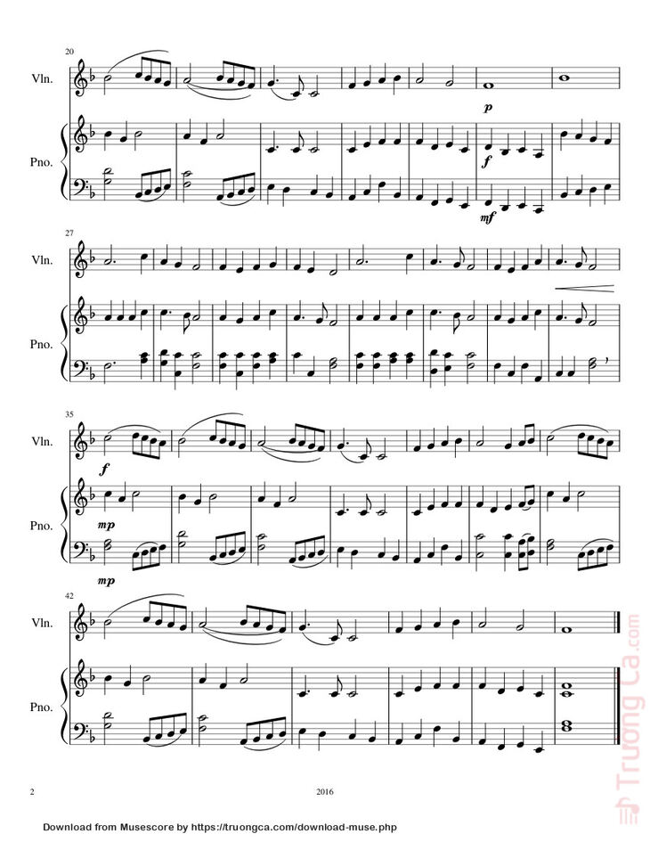 Page 2 of the piano sheet music PDF – Angels We Have Heard on High (Piano/Violin) by Sam Bryson