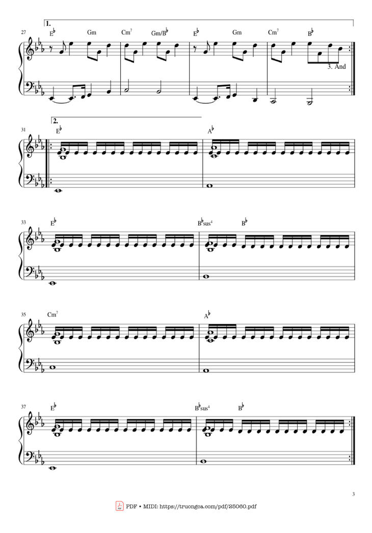 Page 3 of the piano sheet music PDF – Fix You Sheet Piano by Leon Montealegre
