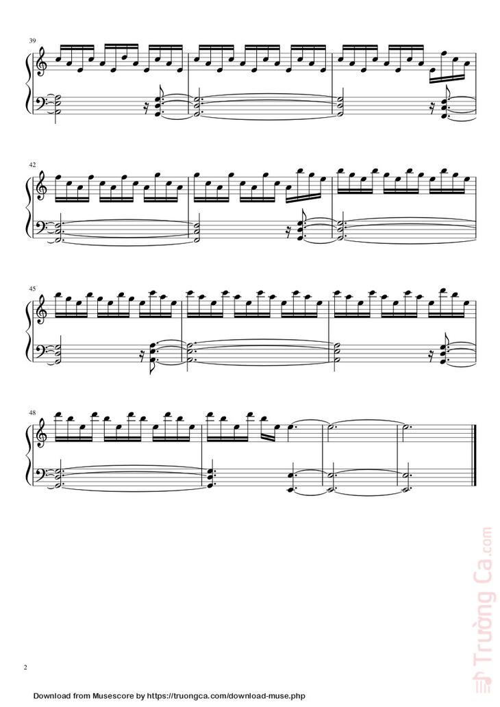 Page 2 of the piano sheet music PDF – First Step from Interstellar Sheet Piano by Jebusisimo