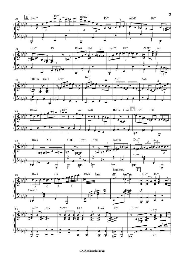 Page 3 of the piano sheet music PDF – Tea For Two Sheet Piano by K Kobayashi