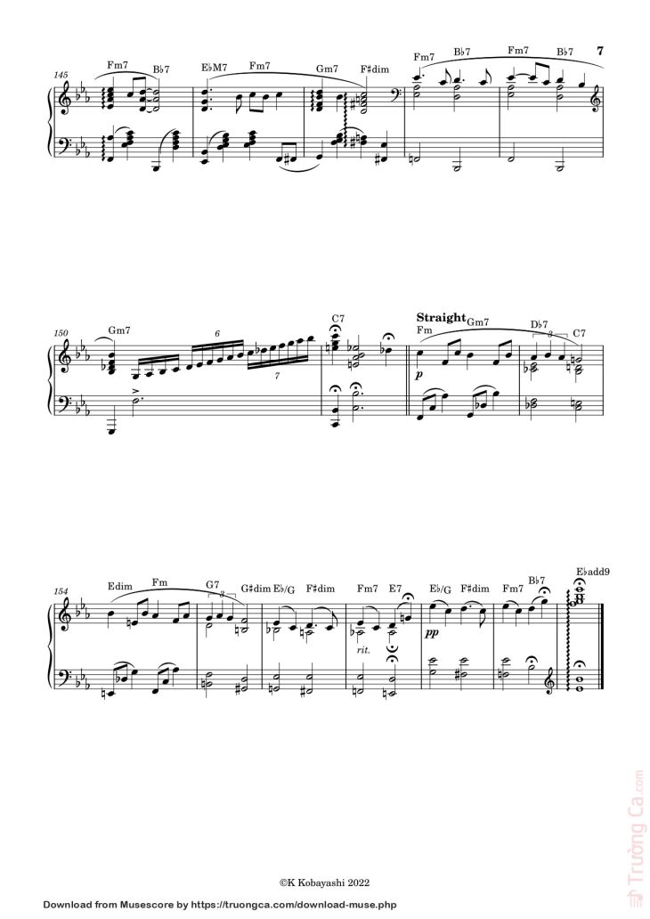 Page 7 of the piano sheet music PDF – Tea For Two Sheet Piano by K Kobayashi