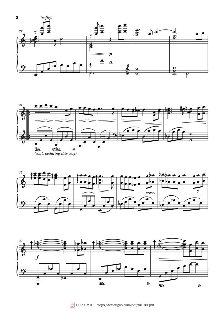 Page 2 of the piano sheet music PDF – Joe Hisaishi - One Summer
