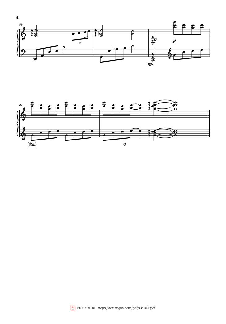 Page 4 of the piano sheet music PDF – Joe Hisaishi - One Summer