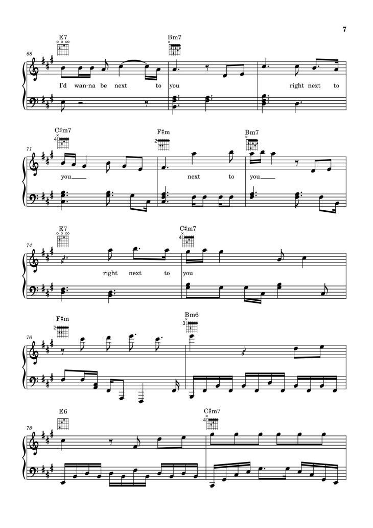 Page 7 of the piano sheet music PDF – Die With A Smile - Bruno Mars And Lady Gaga Sheet Piano by Unregistered_user