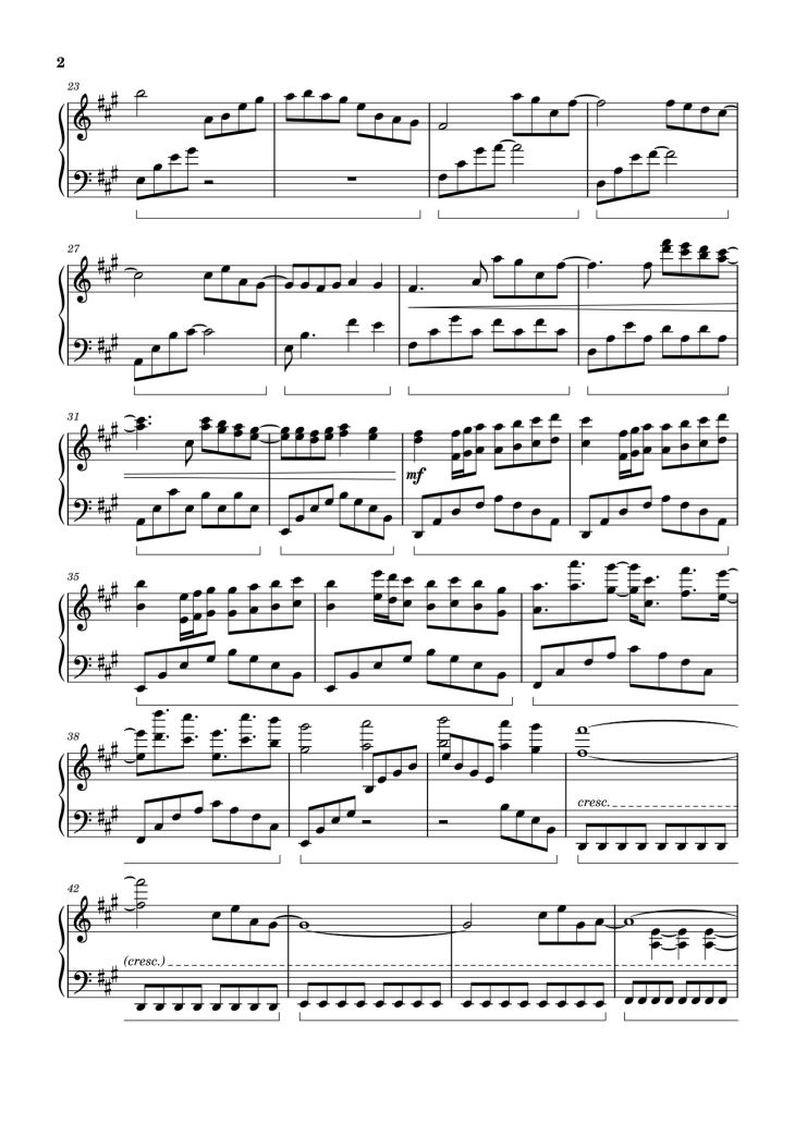Page 2 of the piano sheet music PDF – Reminisce Sheet Piano by Tony Ann