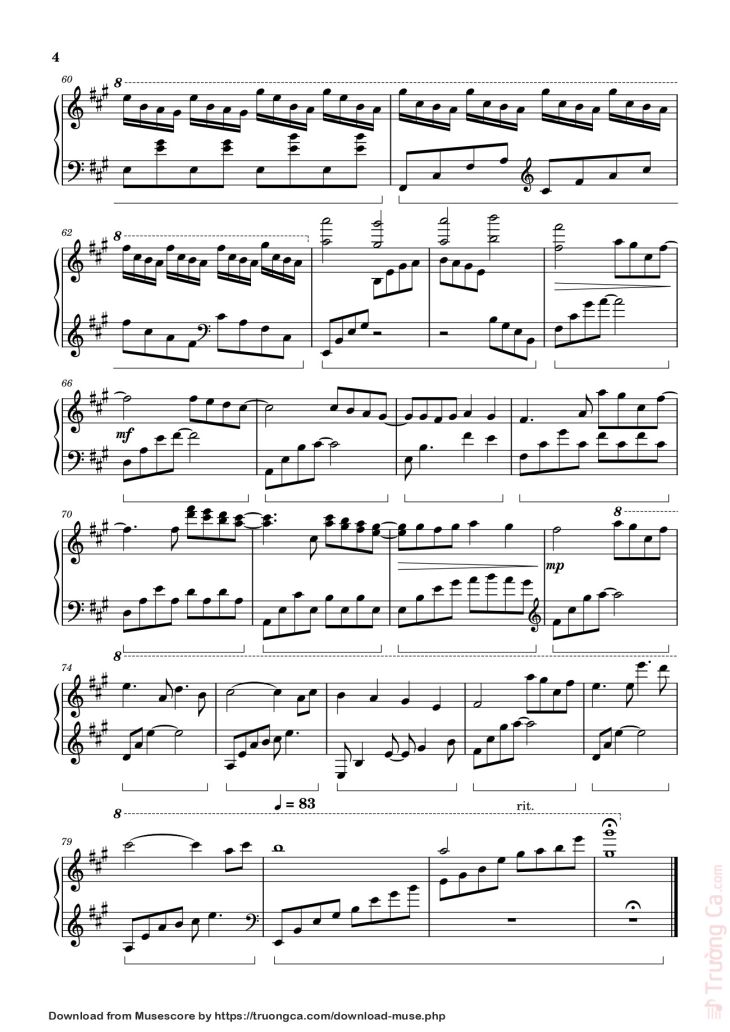Page 4 of the piano sheet music PDF – Reminisce Sheet Piano by Tony Ann