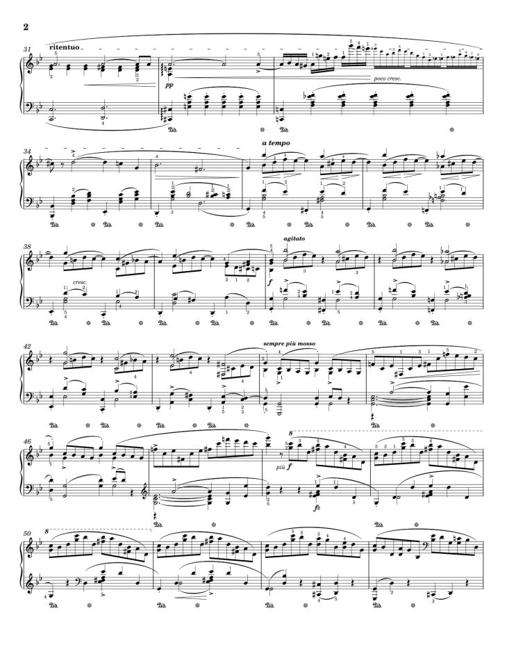 Page 2 of the piano sheet music PDF – Ballade No I by Chopin